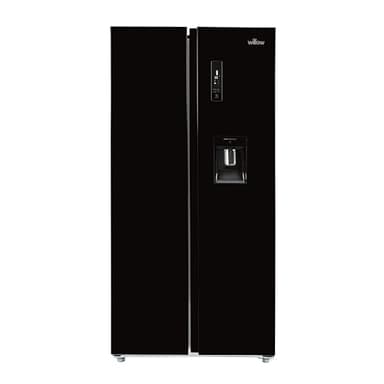 Willow WSBS84DB 430L Total No Frost American Style Fridge Freezer with Adjustable Thermostat, Water Dispenser, Mark-Proof Finish, 2 Year Warranty - Black