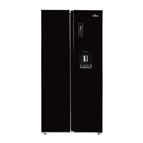 Willow WSBS84DB 430L Total No Frost American Style Fridge Freezer with Adjustable Thermostat, Water Dispenser, Mark-Proof Finish, 2 Year Warranty - Black