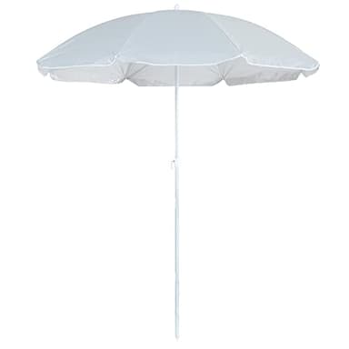 Harbour Housewares Metal Beach Parasol - 1.8M x 2M - Grey - 1x UPF 50+ Portable Garden Outdoor Sport Travel Camping Picnic Sun Umbrella Shade Shelter Canopy with UV Protection