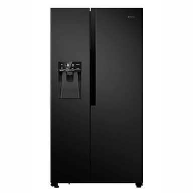Teknix THSBS1791INBIX Freestanding American Side by Side Door Fridge Freezer - 562L Capacity - Non-Plumbed Ice and Water Dispenser - Frost Free - Black Stainless Steel, H178.7 x W91.0 x D69.0 (cm)