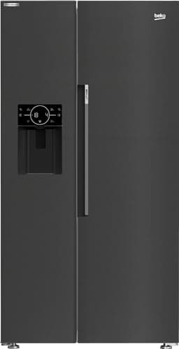Beko HarvestFresh™ ASP342VPZ Plumbed Frost Free American Fridge Freezer - Black Steel - E Rated
