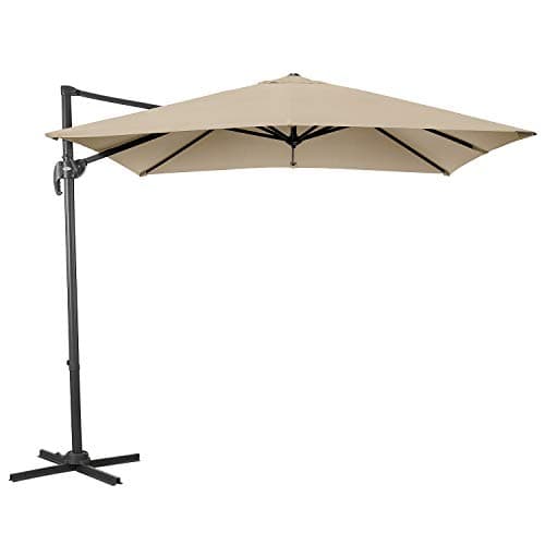 CHRISTOW 2.5m Square Cantilever Parasol, Hanging Banana Umbrella, Outdoor Patio Garden, UV-Resistant, Tilt & Rotate