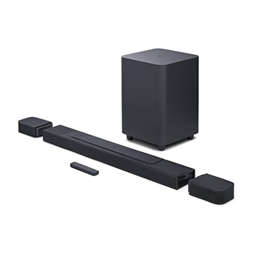 JBL Bar 1000 Surround Sound Bar for TV with Wireless Subwoofer and 2 Detachable Wireless Surround Speakers, 880W Output Power, Black, UK Plug (Type G)
