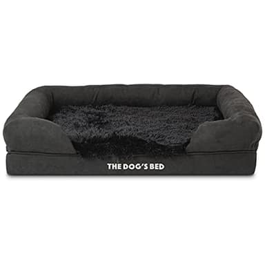 The Dog's Bed Replacement Outer Cover Only For The Dog's Bed Orthopaedic, Washable Fur Fabric, Medium Black Fur, Veterinary Approved