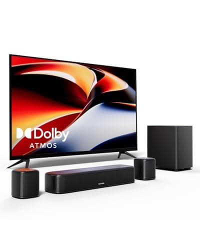ULTIMEA 5.1ch Sound Bar w/Dolby Atmos, Surround Sound System for TV, App Control, Home Theater Sound System, TV Soundbar with Subwoofer, 2 Surround Speakers, HDMI eARC/OPT/AUX/BT, Aura A50 Pro