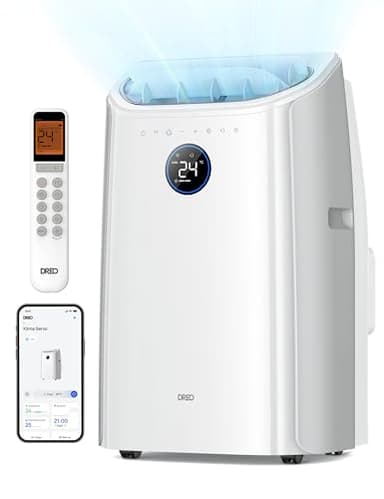 Dreo Smart 3-in-1 Portable Air Conditioner, 12000 BTU Drainage-Free Cooling AC Unit, 46dB Silent Mobile Air Conditioners for Bedroom & Room, APP/Voice/Remote Control, 24h Timer with Fan & Dehumidifier