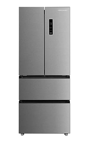Cookology CFDF391IX 70cm Freestanding French Doors Fridge Freezer, 391 Litre Capacity with LCD Temperature Control, 4 Star Freezer and Frost Free - In Inox
