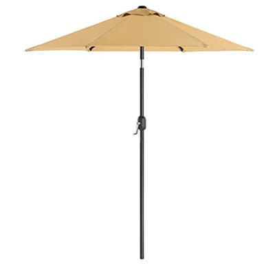 SONGMICS 2.1 m Garden Parasol Umbrella, UPF 50+, Sun Shade, 30° Tilt in 2 Directions, Crank Handle for Opening and Closing, for Outdoor Gardens Pool Balcony Patio, Base Not Included, Taupe GPU202K01