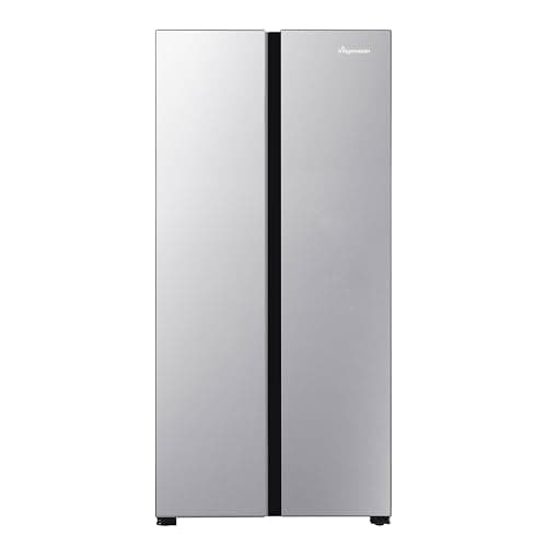 Fridgemaster MS83431ES Freestanding Slim American Side by side Door Fridge Freezer 445L, Total No Frost, Inverter compressor, Silver, 83.6Wx178.0Hx63.6D cm, 38dB low noise Energy Rating E