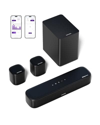 ULTIMEA 5.1ch Sound Bar w/Dolby Atmos, Surround Sound System for TV, App Control, Home Theater Sound System, TV Soundbar with Subwoofer, 2 Surround Speakers, HDMI eARC/OPT/AUX/BT, Aura A50 Pro