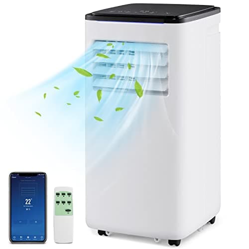 TANGZON 5-in-1 Portable Air Conditioner 9000BTU, WIFI Smart App Compatible, Heater, Dehumidifier, 2 Speeds Fan with Sleep Mode, Remote Control, 24H Timer & Digital Display
