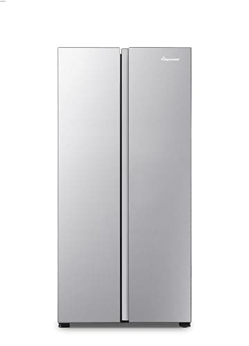 Fridgemaster MS83430ES Freestanding Slim American Side by side Door Fridge Freezer 441L, Total No Frost, Inverter compressor, Silver, 83.2x178.0cm, Energy Rating E
