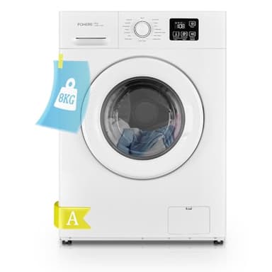 8KG Front Loading Washing Machine, 16 Washing Programs, FOHERE Smart Fully Automatic Washing Machine, 85℃ Steam Wash, Quick Wash, A-rated, White