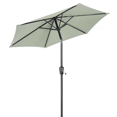 CHRISTOW Garden Parasol 2m Tilting Sun Shade Umbrella Crank Handle Navy Cream Sage