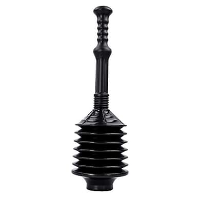VETTA Professional Bellows Accordion Toilet Plunger, High Pressure Thrust Plunge Removes Heavy Duty Clogs from Clogged Bathroom Toilets, All Purpose Commercial Power Plungers for Any Bathrooms, Black