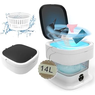 Portable Washing Machine, 14L 2.2kg 2 in 1 Mini Washing Machine Portable Washe with Cleaning of Underwear, Towel, Socks, Pet Clothing, Portable Washing Machines for Apartments, Dorm, Camping, RV(Grey)