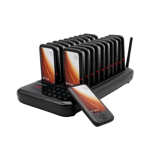 Retekess TD173 Pager System, Restaurant Buzzer System, Outdoor 500M, 7 Prompt Modes, Enquire Call Records, 998 Channels, Pagers and Beepers for Bistro, Hotel, Food Truck (20 Pagers)