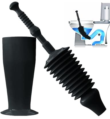 Luigi's World's Best Plunger - Unclogger Tools for Unblocking Toilet - Heavy Duty Plungers with Unique Unblocker Design - Remover Tool to Unblock Toilet Blockage - Black