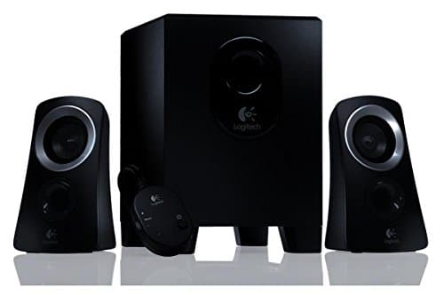 Logitech Z313 2.1 Multimedia Speaker System with Subwoofer, Full Range Audio, 50 Watts Peak Power, Strong Bass, 3.5mm Audio Inputs, UK Plug, PC/PS4/Xbox/TV/Smartphone/Tablet/Music Player - Black