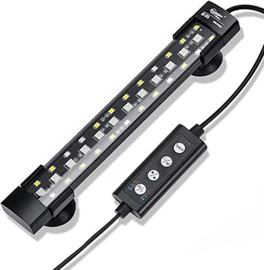 hygger Spectrum Hidden Fish Tank Light with 3 Rows Beads 7 Colors Auto On Off Sunrise-Daylight-Moonlight, Adjustable Timer Brightness 8W