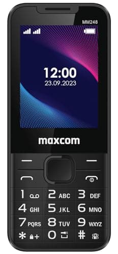 Maxcom MM248 4G Dual Sim Feature Phone, 2.4 Inch Display, VoLTE, SIM Free, Pay As You Go Phones, Senior Mobile Phones, Basic Mobile Phone, Strong 1000mAh Battery, UK Plug, Black