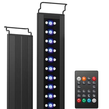 NICREW C10 24/7 Aquarium Light with Remote, Full Spectrum Fish Tank LED Light for Planted Freshwater Tanks, IP67 Waterproof, Adjustable Brackets Fits for Aquariums 28-42 cm