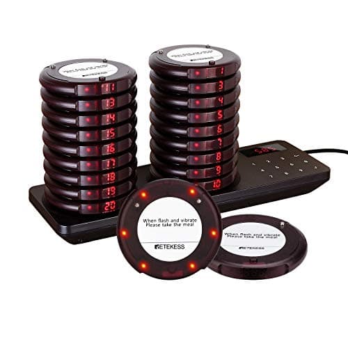 Retekess TD163 Restaurant Pager System, Pagers and Beepers, Outdoor 500M, 31 Calling Modes, 300mAh Battery 20H, Easy Setup, Wireless Calling System for Bars, Cafe, Hotel (20 Pagers)
