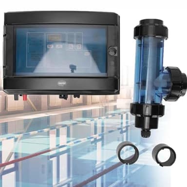 CYMYYDS Pool Salt Water Chlorinator, 10/15/20/30/50g/h Salt Water Pool Chlorine Generator System, 10-40℃ Water Temperature Electrolyzer Swimming Pool Salt Chlorinator,50g/h
