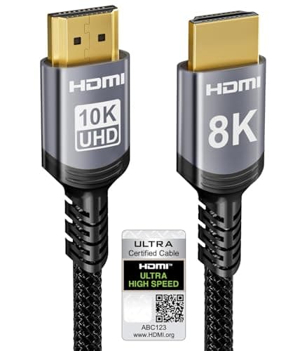 Sniokco 10K 8K HDMI 2.1 Cable 2M, Certified 48Gbps Ultra High Speed HDMI® Cable 0.01ms 4K 240Hz 165Hz 120Hz 8K 60Hz eARC Netflix HDCP 2.3 2.2 DTS:X HDR10+ TV Monitor Projector Roku Sky-Q PS5 X-box