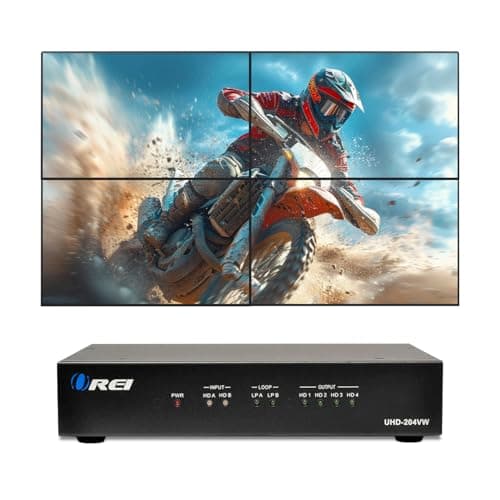 OREI 4K 2x2 Video Wall Controller Seamless HDMI Processor Upto UltraHD Professional 60hz 4:4:4 8-bit - HDMI 2.0, HDCP 2.2, 18 Gbps, UltaHD 2x1, 1x2, 1x3, 1x4 - Loop Out - PC Control