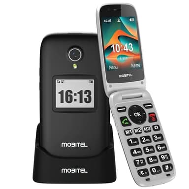 Mobitel 8010 Senior Mobile Phone Big Button Flip Phone for Elderly 4G SIM Free Unlocked Phone SOS Emergency Button 1400mAh Long Standby | Loud Speaker, Easy to Use USB Type C Charging Dock (Black)