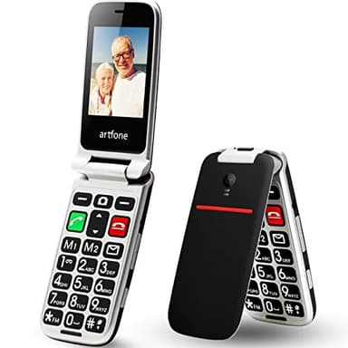 artfone CF241 Senior Flip Mobile Phone Unlocked, Big Button Mobile Phone for Elderly with Dual SIM and 2.4" Large Screen(Black)