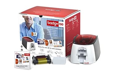 Badgy 100 - ID Badge Printer - Custom Badge Maker - Includes Printer, Design Software, 50 White Cards and Colour Ribbon for 50 Prints