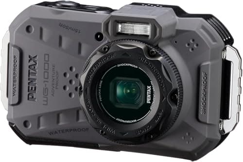 PENTAX WG-1000 (Grey) waterproof digital compact camera, designed for casual outdoor and underwater photography, waterproof to a depth of 15 meters, for up to one hour of continuous operation