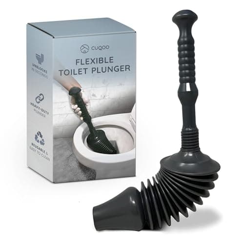 CUQOO Heavy Duty Sink and Toilet Plunger - Small Head Industrial Grade Plumbers Plunger - Flexible Drain Unblocker for Bathrooms, Kitchens, and Showers