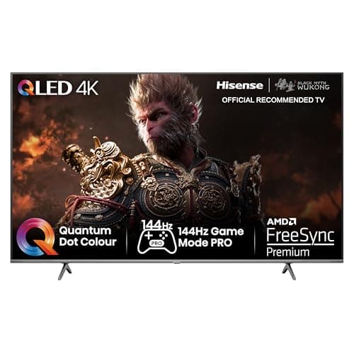 Hisense 65 Inch 144Hz QLED Gaming TV 65E7KQTUK PRO - 144Hz VRR, HDMI 2.1, Freesync Premium, Quantum Dot Colour, VIDAA U7, and Youtube, Freeview Play, Netflix and Disney+ (2023 Model)