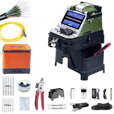 AI-30 Fiber Fusion Splicer / Fiber Optic Splicer with with Highly Integrated Cleaver, Auto Fiber Core Alignment 0.05μm, 6s Fast Splicing, Built-in Power Meter&VFL, 5'' LCD Display, 7800mAh