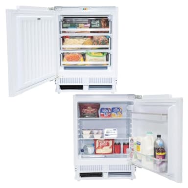 SIA Integrated Under Counter Freezer and Larder Fridge Twin Pack, E Rated, 2 Years Parts and Labour Guarantee