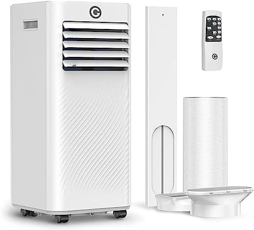 Air Conditioning Unit, 4-In-1 Powerful Portable Air Conditioner, Dehumidifier, Ventilation, Cooling Fan with Digital Display, 2 Fan Speeds, 24 Hour Timer & Window Venting Kit for Rooms Up to 259ft