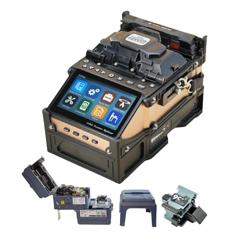 QIIRUN SD-9 Fusion Splicer Fiber Optic with OPM and VFL Fast 5s Splicing and 11s Heating, Optical Fiber Fusion Splicer Kit Core Alignment 6 Motors with 7200mAh Battery for FTTx FTTH Projects (UK Plug)