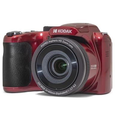 KODAK Pixpro Astro Zoom AZ255 - 16 MP Digital Bridge Camera, 25X Optical Zoom, 1080p HD Video, 24mm Wide Angle, Optical Image Stabilizer, 3-Inch LCD Screen, AA Battery - Red