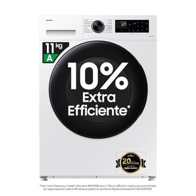 Samsung Series 5 AI Energy SpaceMax™ WW11DG5B25AEEU 11kg Washing Machine with 1400 rpm - White - A Rated