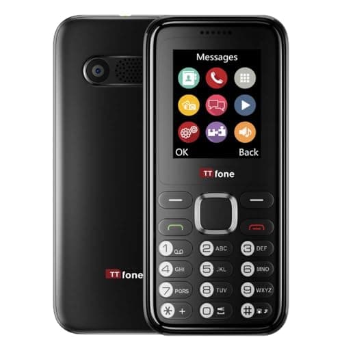 TTfone TT150 Unlocked Basic Mobile Phone UK Sim Free with Bluetooth, Long Battery Life, Dual Sim with camera and games, easy to use, Pay As You Go (EE, with £0 Credit, Black)