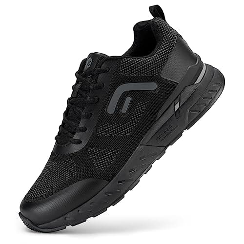 FitVille Mens Extra Wide Fit Trainers Lightweight Comfortable Walking Shoes Breathable Running Sneakers for Plantar Fasciitis Flat Feet - Rebound Core V5 Black