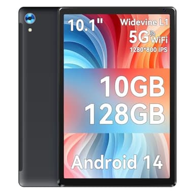 Ainmel 10.1 Inch Android 14 Tablet, 10GB RAM, 128GB ROM (Expandable to 1TB), Octa-Core Processor, 1280 * 800 IPS HD Touchscreen, 5G/2.4G WiFi, BT 5.0, Dual Camera, 2 Speaker (Black)