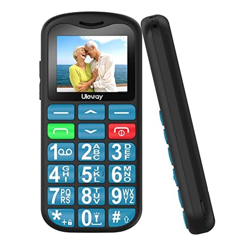 uleway Big Button Mobile Phone for Elderly, Easy to Use Basic Mobile Phone, SIM Free Unlocked Senior Mobile Phone With SOS Emergency Button, Large Volume, Flashlight, FM Radio (Blue)