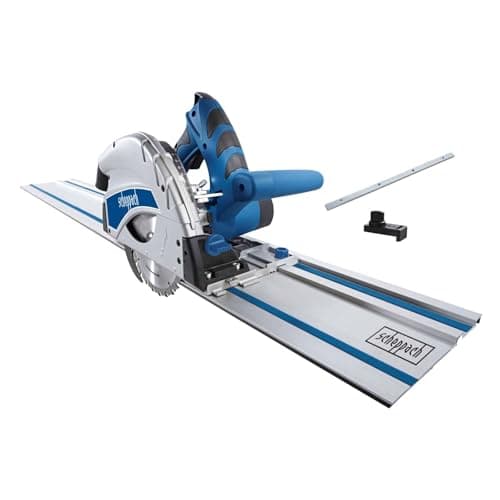Scheppach PL55 Plunge Saw | 160mm Circular Saw | 2-Piece 1.4m Track | 1200W | Multi Material Blade - Cuts Wood, Metal, Plastic & More | 45° Tilt | Inc. Rails & Connector