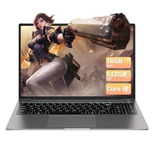 HUQPPQ 16 Inch Gaming Laptop Core i3 (Up to 3.2GHz) 16GB RAM 512GB SSD Expandable to 1TB Win11 Laptops | FHD 1920×1200 Display | Type-C | Long-Lasting Battery | Includes Mouse & Keyboard Film-Gray