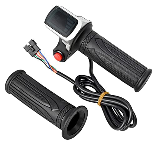 Hopbucan Universal Electric Bike Throttle Scooter Throttle Handle with LCD Display Handle Throttle for 36V Twist Throttle Scooter E-Bike Parts, Black