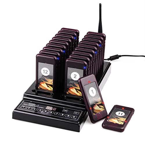 Retekess T112 Classic Restaurant Pager System, Wireless Calling System, Outdoor 500M, Easy Setup, 360 mAh Battery 36H, 3 Modes of Prompt, Pagers and Beepers for Hotel, Cafe, Bistro (20 Pagers)